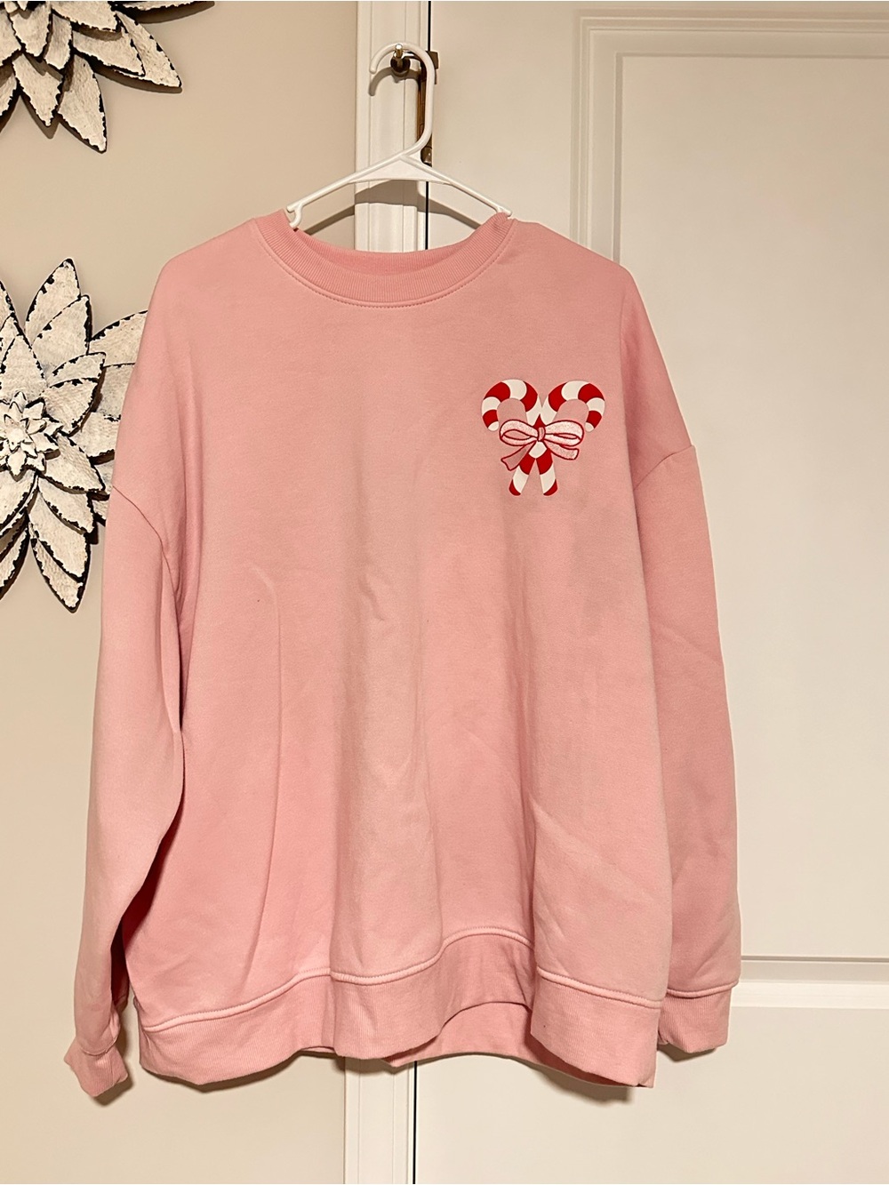Primark Pink Crewneck Sweatshirt with Candy Cane Heart